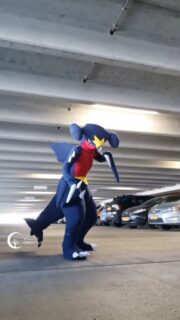 Ruined the magic. Garchomp costume made by me using upholstery foam and fleece fabric. Should i spruce up and release some of my pokemon patterns? Its pretty difficult to make sure its properly edited for size though, as theyre custom sizes for me. #pokemon #cosplay #garchomp #dutchcomiccon